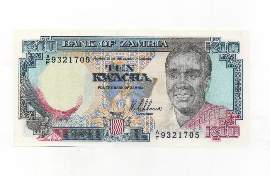 ZAMBIA DEL AÑO 1964-91 DE 10 KWACHA